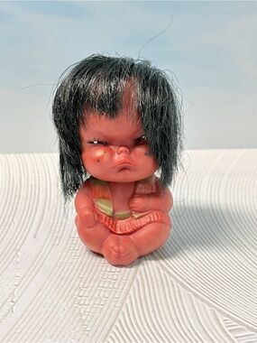 Vintage Moody Cutie Indian Papoose Baby Doll Hong Kong Rubber Vinyl Pouty Face